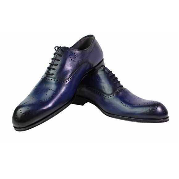 Alberto Oxford Blue Italian Leather Shoes main image 2